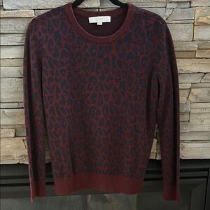 Loft Women's Burgundy Leopard Sweater